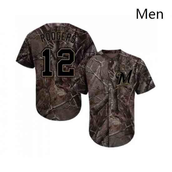 Mens Milwaukee Brewers 12 Aaron Rodgers Authentic Camo Realtree Collection Flex Base Baseball Jersey